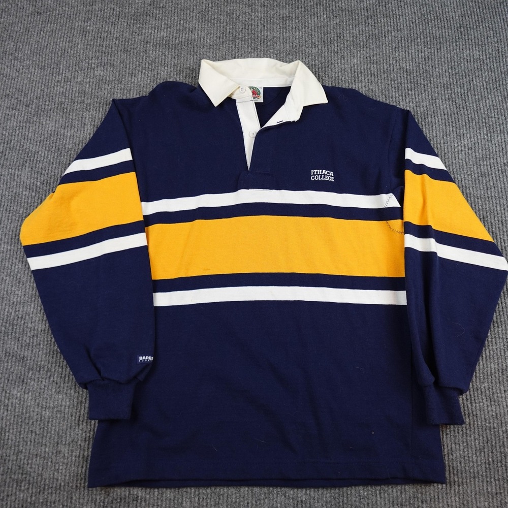 Barbarian Rugby Ithaca College Shirt Mens XL Blue NCAA Stripe Long Sleeve